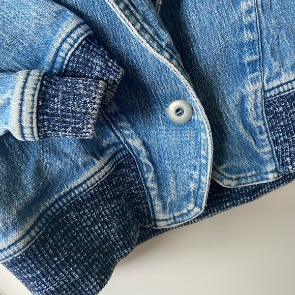 PULSE Vintage Cropped distressed denim bomber jacket - Picture 4 of 4